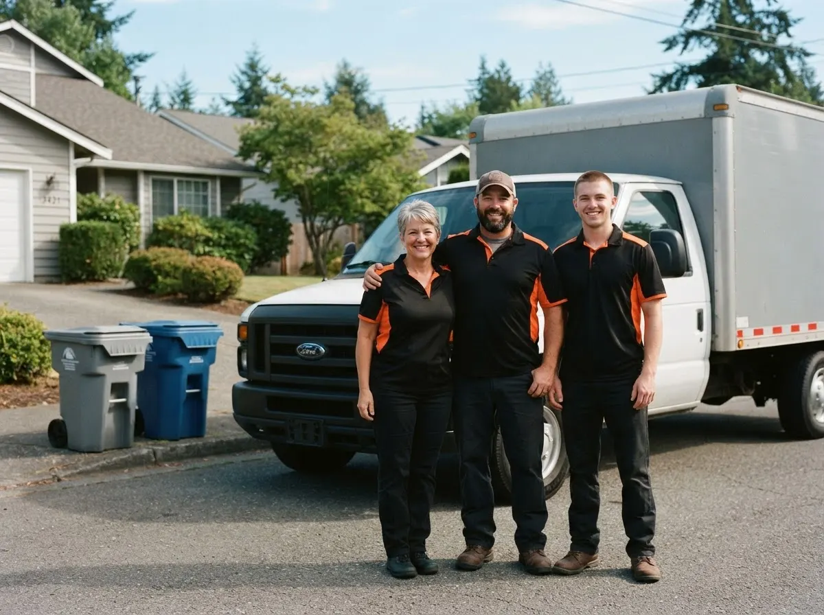 WasteWay Dumpster Rental garbage collection service team in Renton, WA